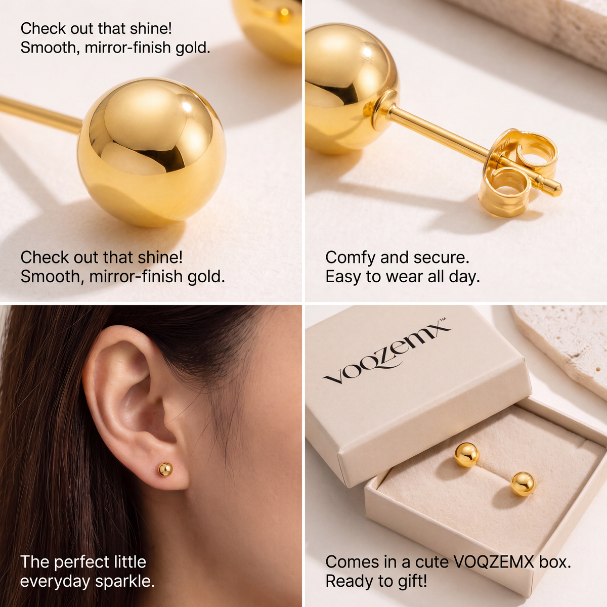 𝒗𝒐𝒒𝒛𝒆𝒎𝒙™ Mini Sphere Stud Earrings