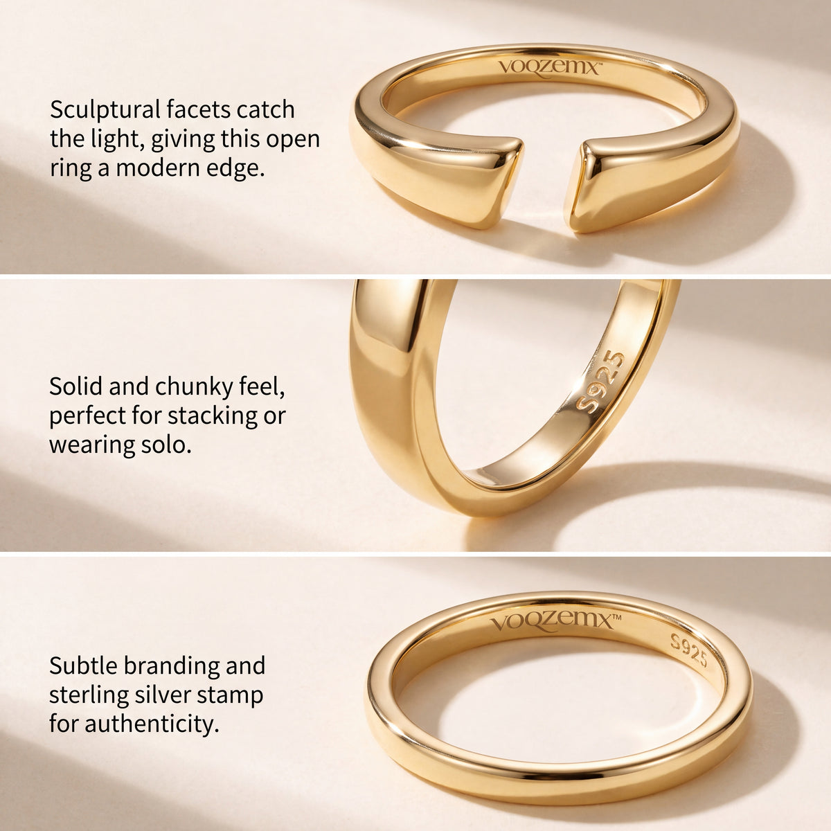 𝒗𝒐𝒒𝒛𝒆𝒎𝒙™ Arc Open Ring